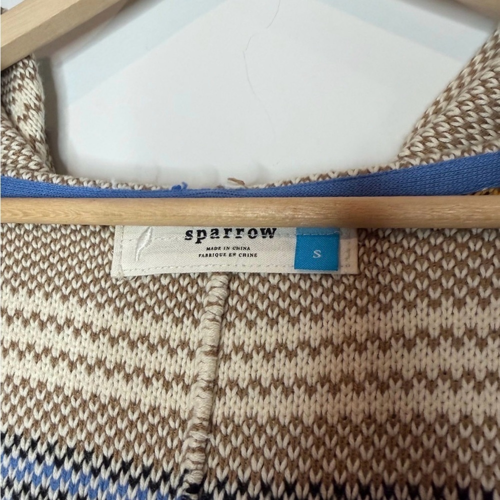Sparrow Southwestern Hooded Cardigan Cashmere Blend Desert Stripe Sweater - Picture 4 of 5